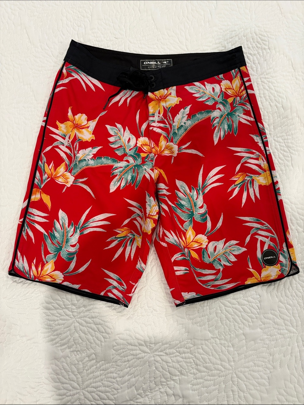 O'Neill men’s Red Tropical Floral Boardshorts Sz 28